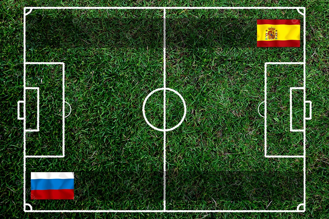 Competição da Copa do futebol entre o russo nacional e a nação