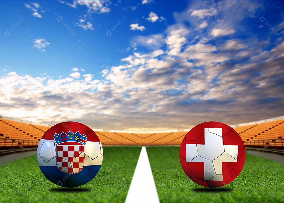 Competição da Copa de Futebol entre a Croácia e a Dinamarca