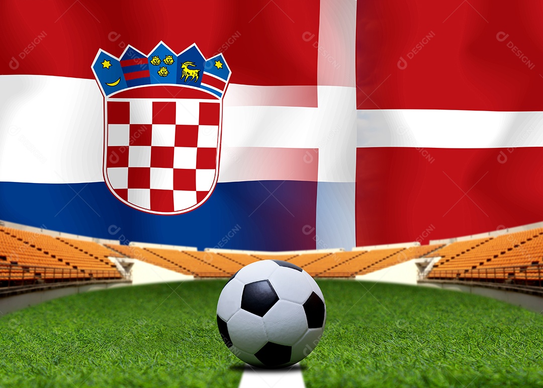 Competição da Copa de Futebol entre a Croácia e a Dinamarca