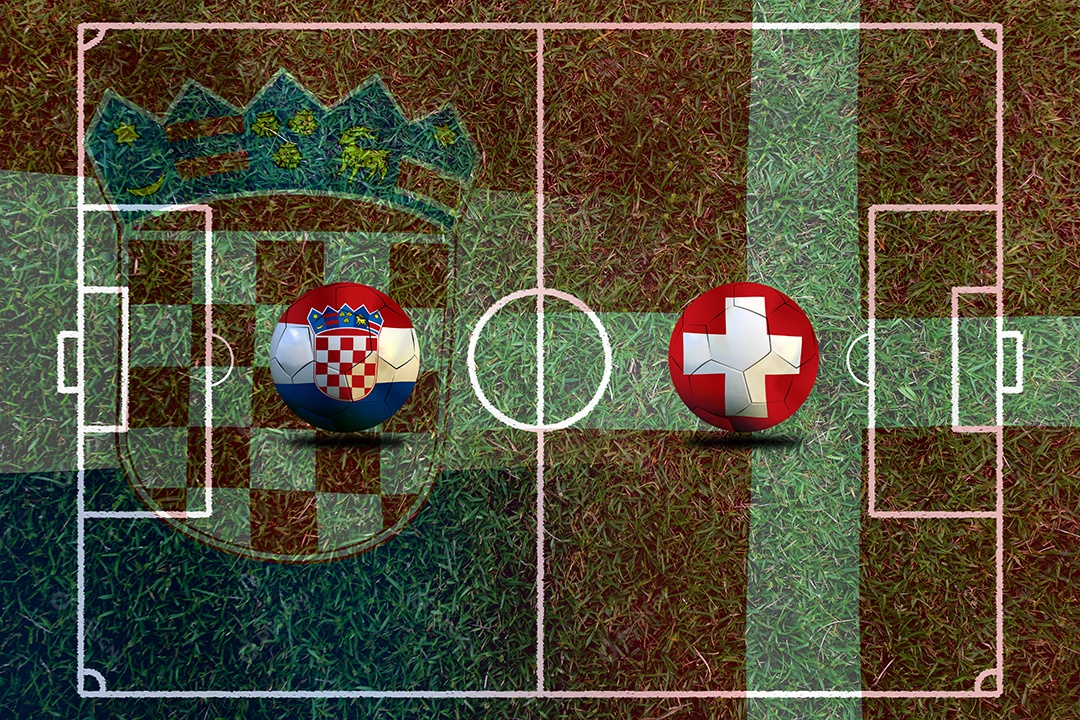 Competição da Copa de Futebol entre a Croácia e a Dinamarca