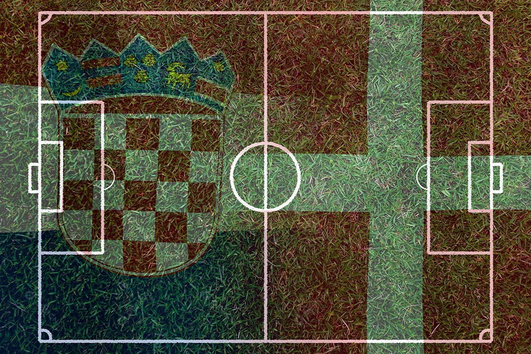 Competição da Copa de Futebol entre a Croácia e a Dinamarca