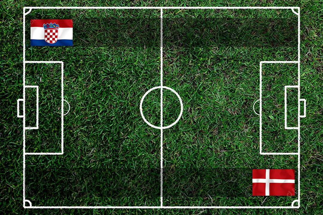 Competição da Copa de Futebol entre a Croácia e a Dinamarca
