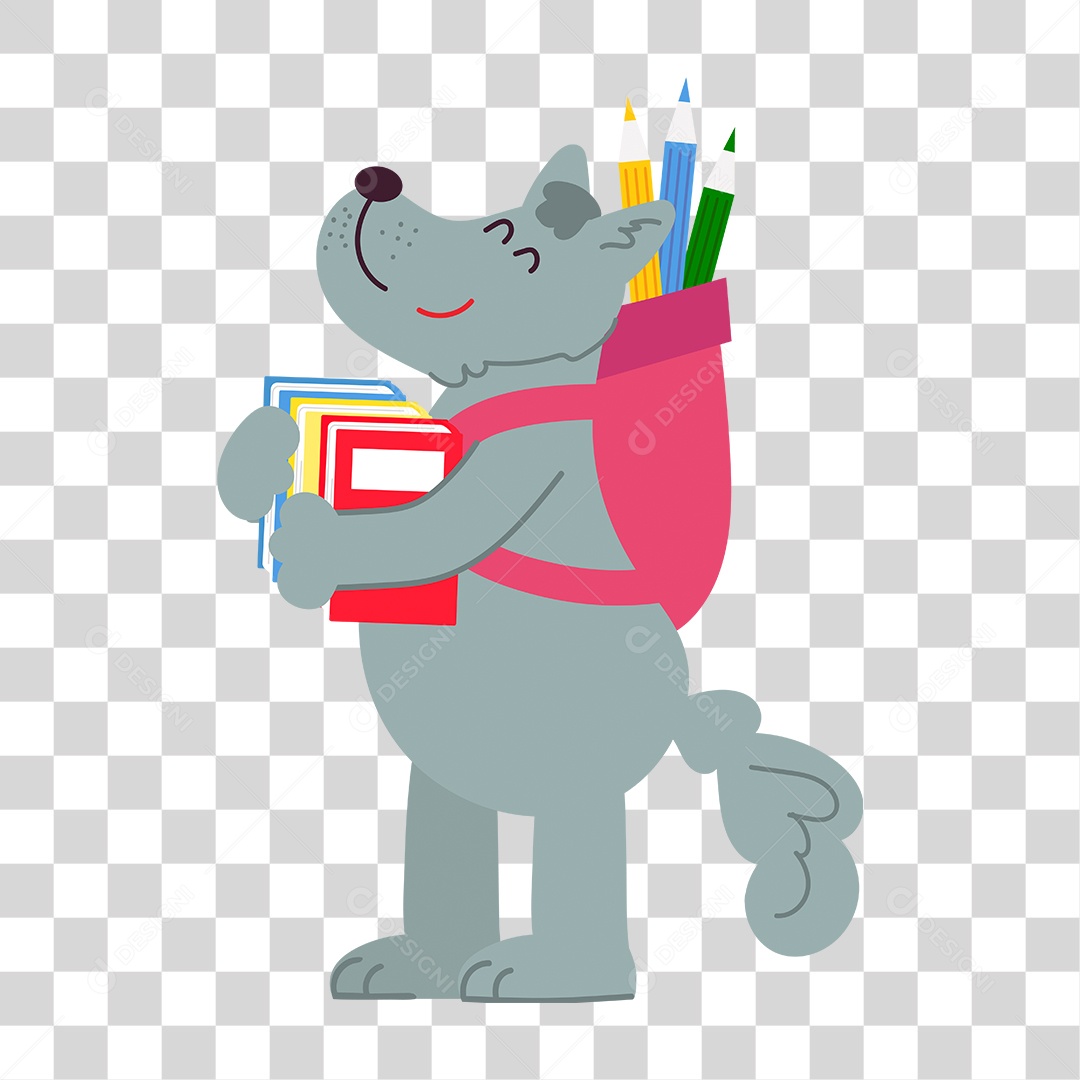 Desenho de Cachorro com Mochila PNG Transparente