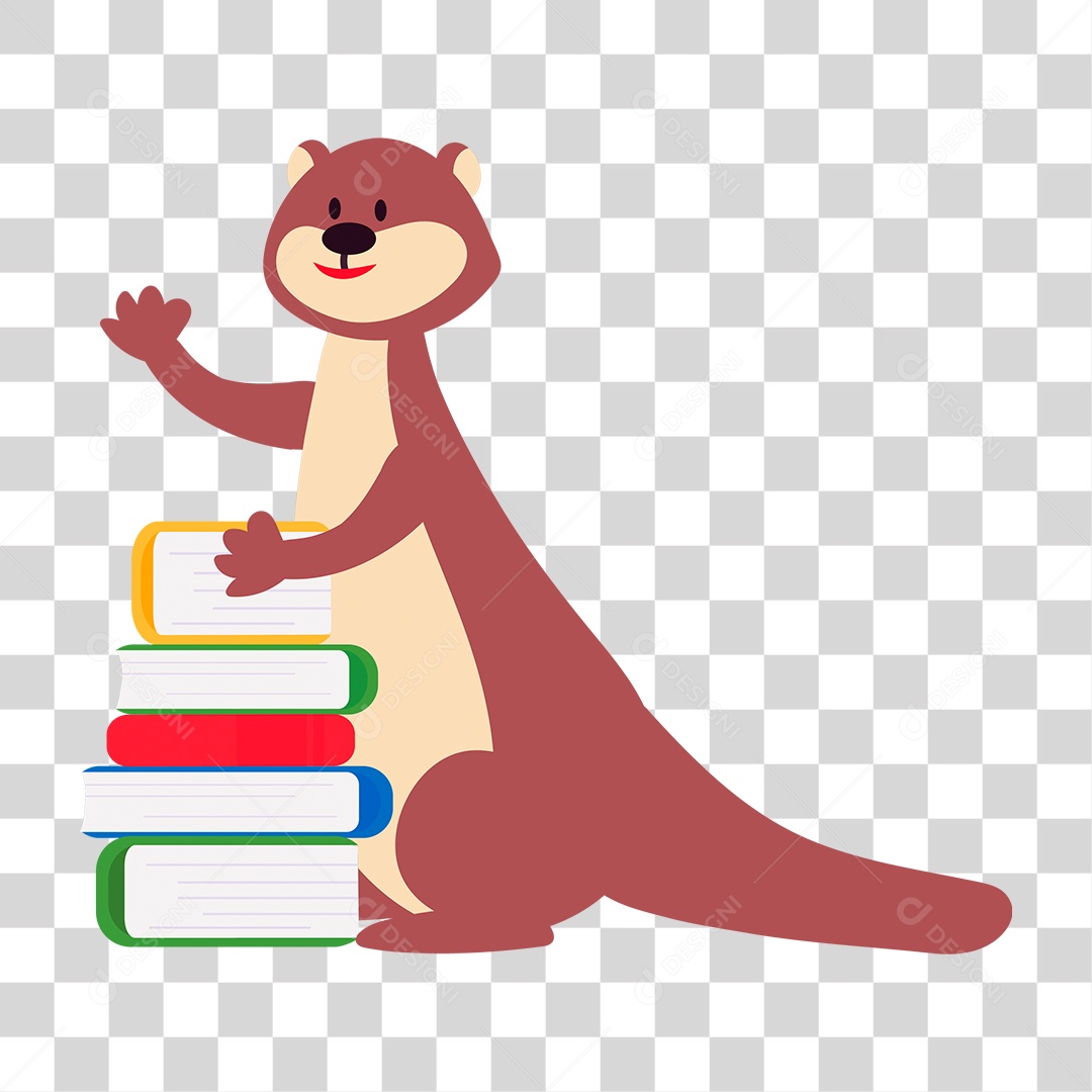 Desenho de Esquilo com Livros PNG Transparente