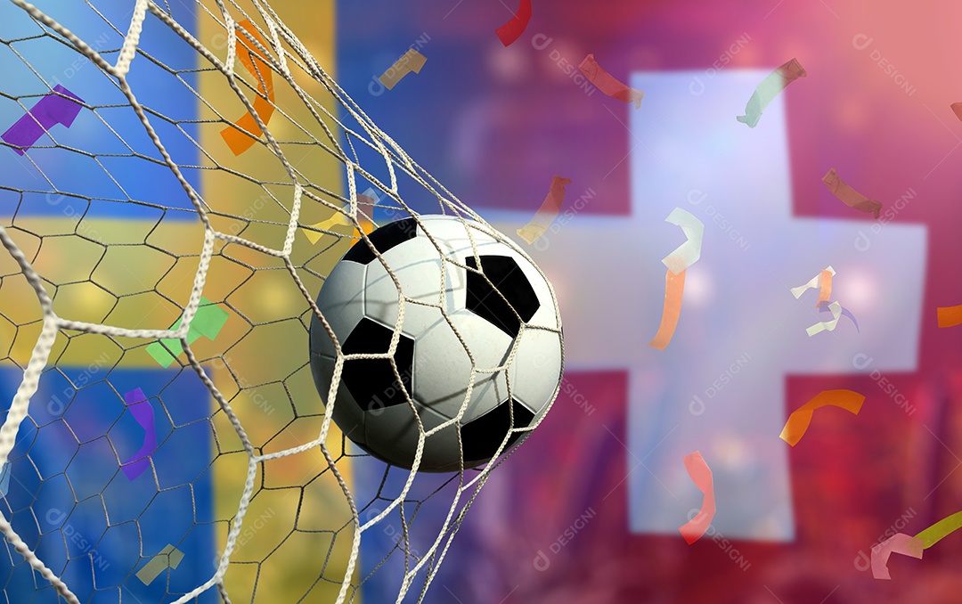 Competição da Copa de Futebol entre a Suécia e a Suíça nacional.