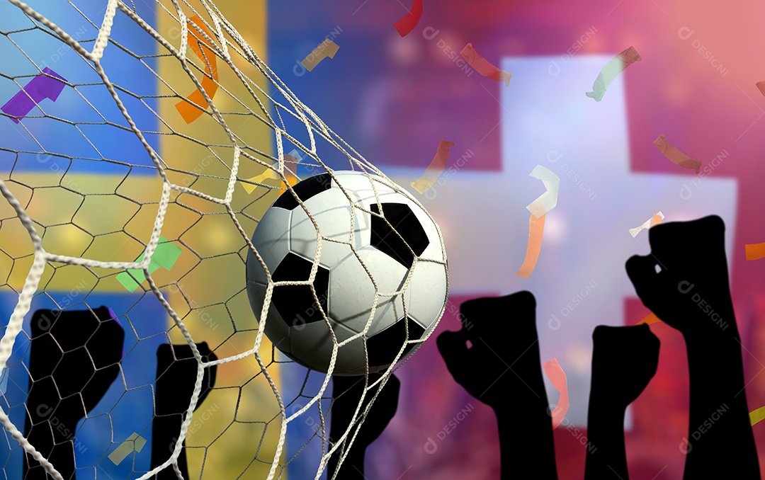 Competição da Copa de Futebol entre a Suécia e a Suíça nacional.