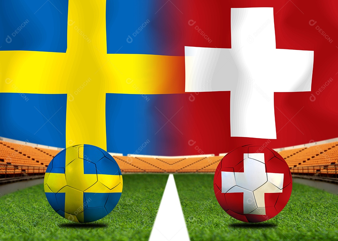 Competição da Copa de Futebol entre a Suécia e a Suíça nacional.