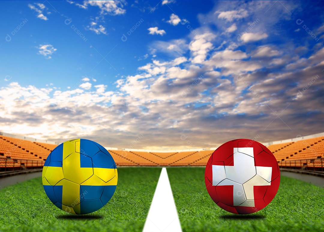 Competição da Copa de Futebol entre a Suécia e a Suíça nacional.