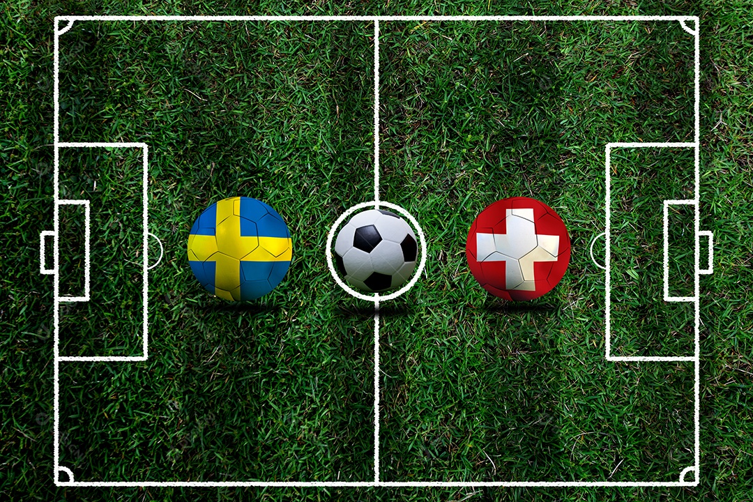 Competição da Copa de Futebol entre a Suécia e a Suíça nacional.