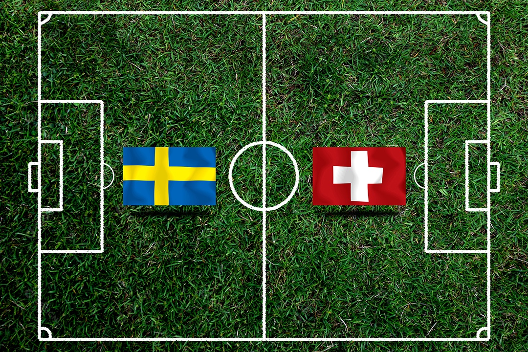 Competição da Copa de Futebol entre a Suécia e a Suíça nacional.