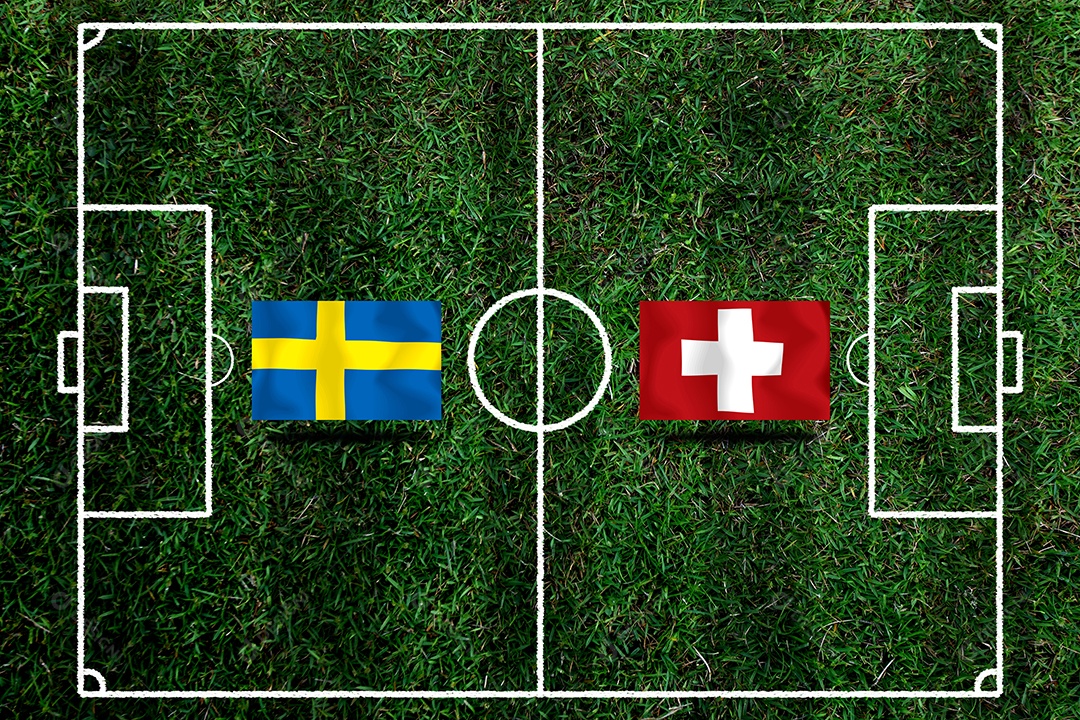 Competição da Copa de Futebol entre a Suécia e a Suíça nacional.
