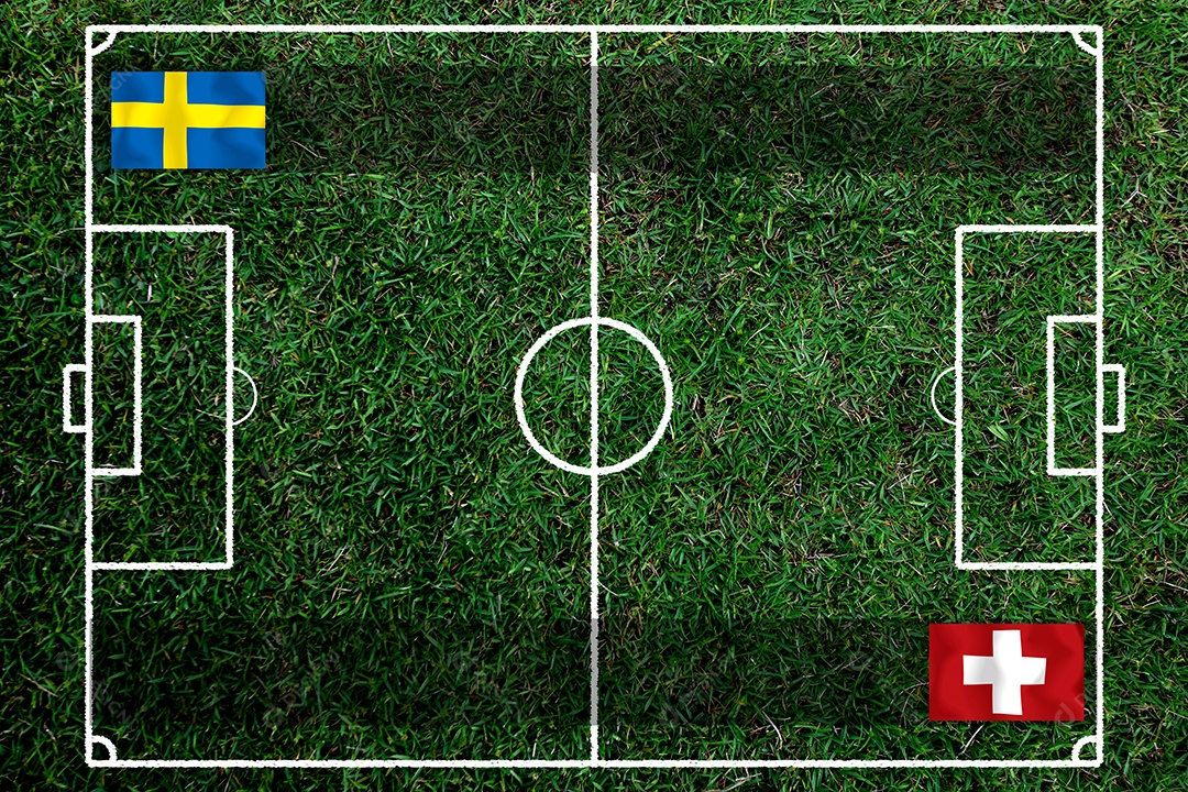 Competição da Copa de Futebol entre a Suécia e a Suíça nacional.