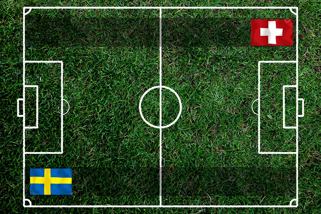 Competição da Copa de Futebol entre a Suécia e a Suíça nacional.
