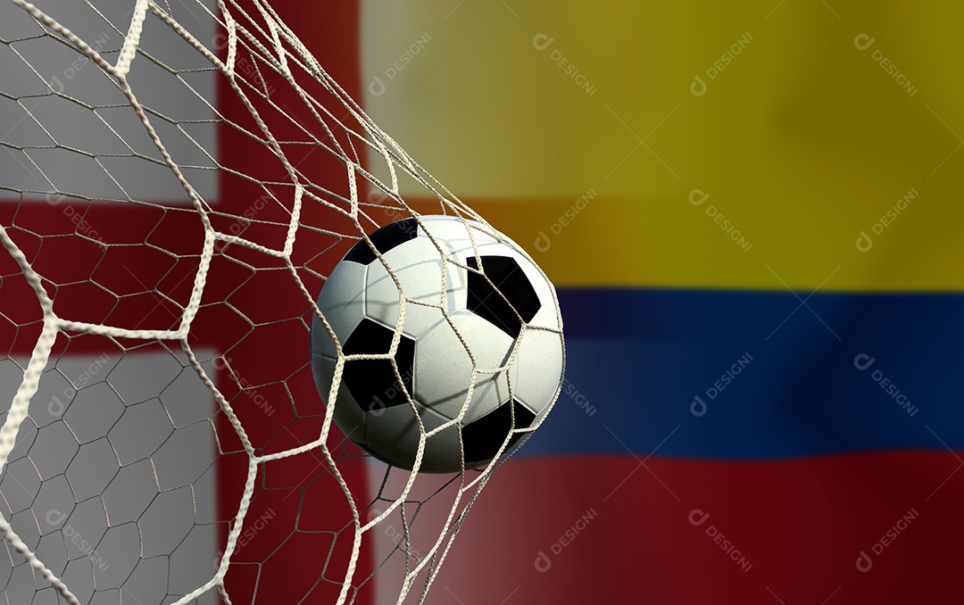 Competição da Copa de Futebol entre a Inglaterra nacional e a Colômbia saudita nacional.