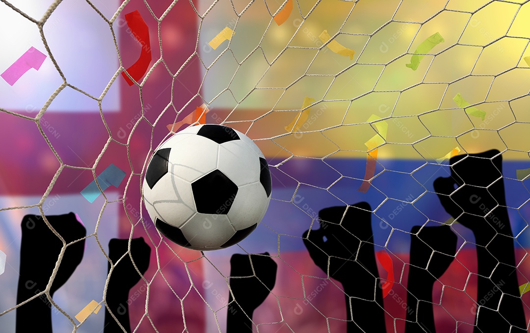 Competição da Copa de Futebol entre a Inglaterra nacional e a Colômbia saudita nacional.