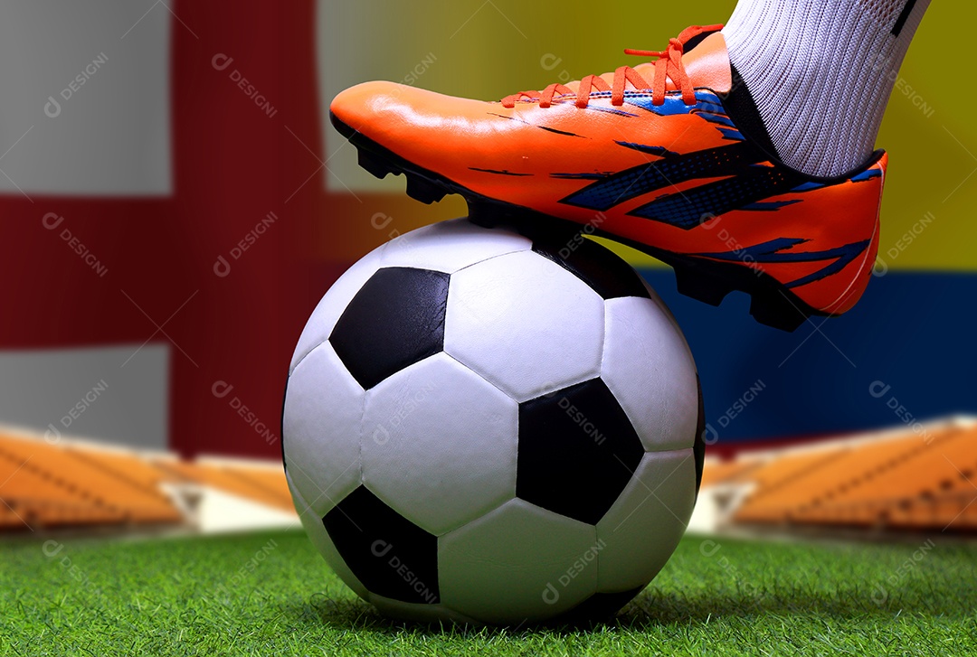 Pernas e os pés do jogador de futebol copa do mundo