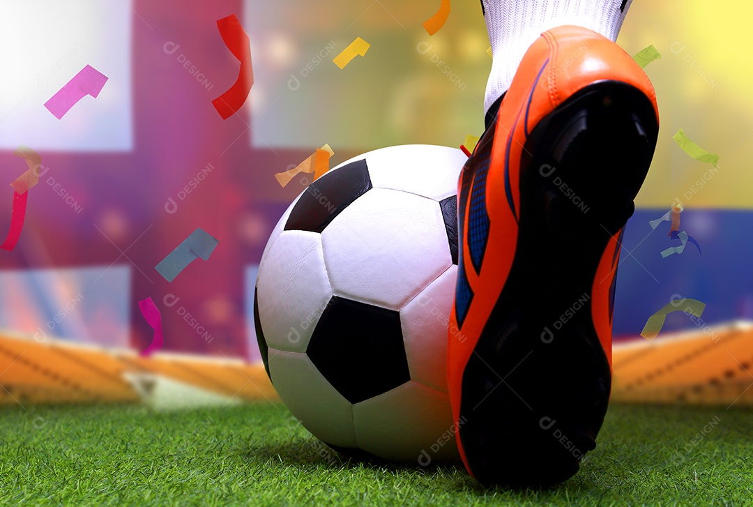 Pernas e os pés do jogador de futebol copa do mundo