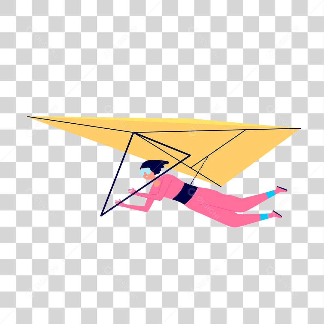Desenho de Mulher em Asa Delta PNG Transparente