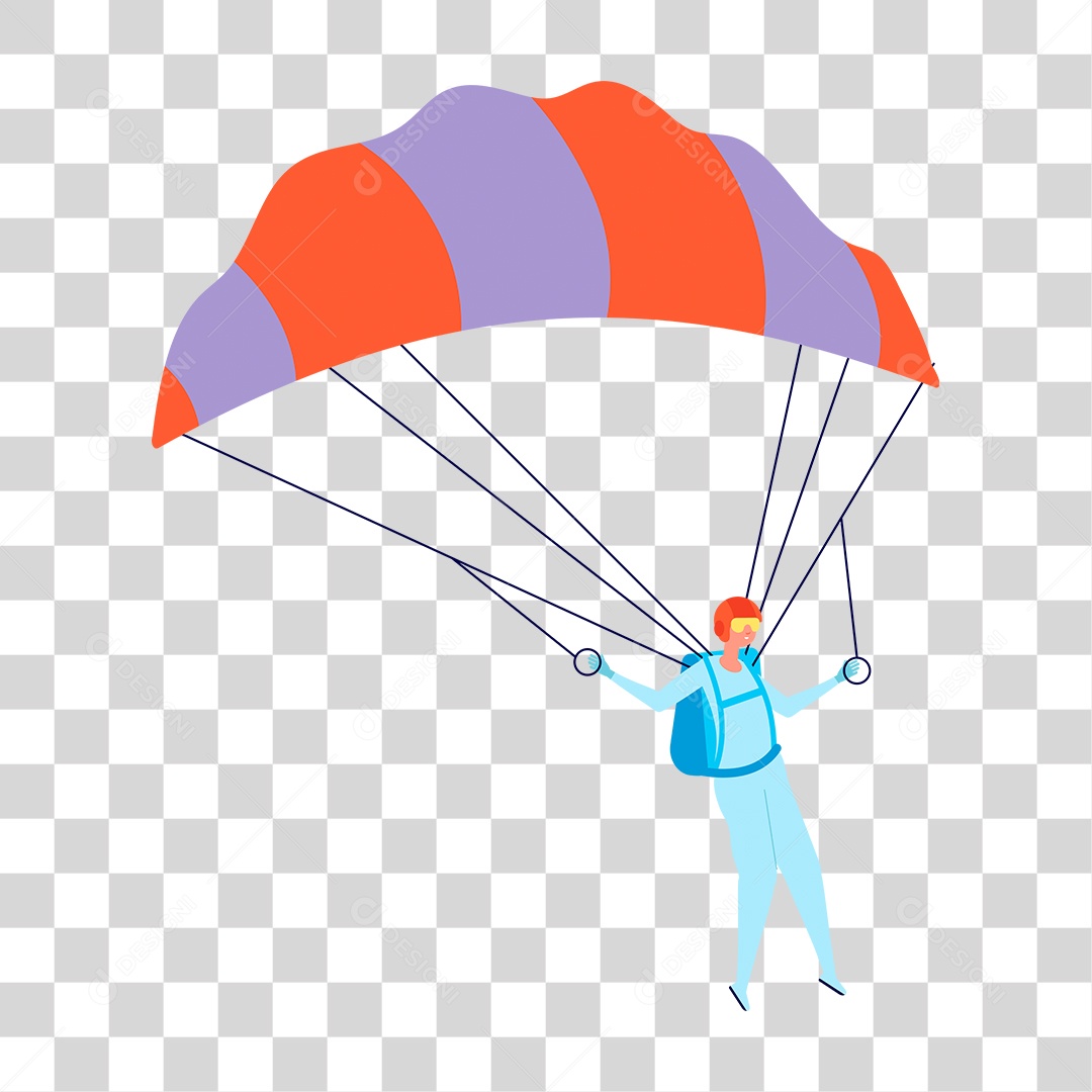 Desenho de Homem Paraquedas PNG Transparente