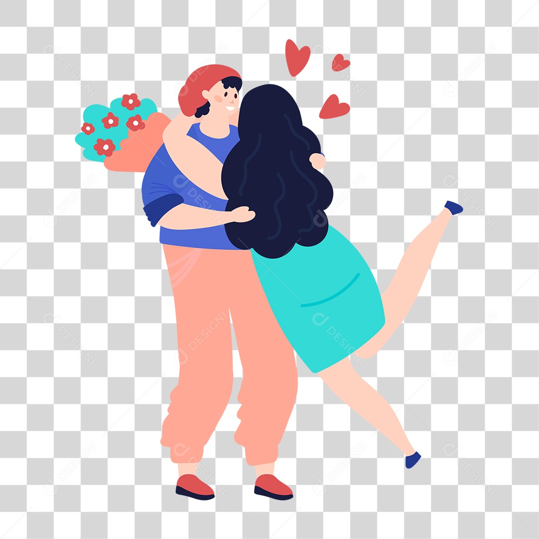 Desenho de Casal se Beijando PNG Transparente