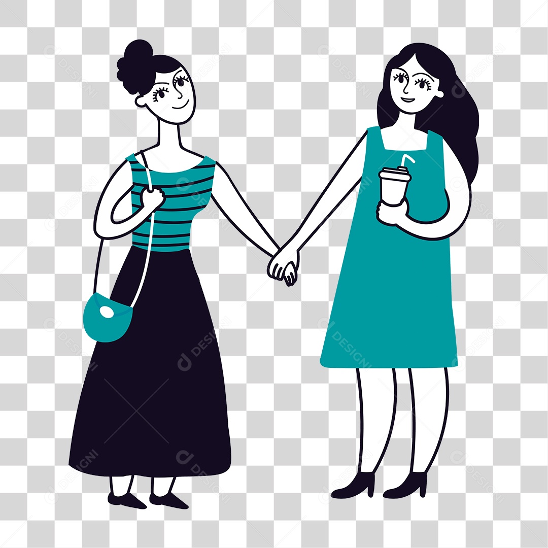 Desenho de Mãos Dadas PNG Transparente