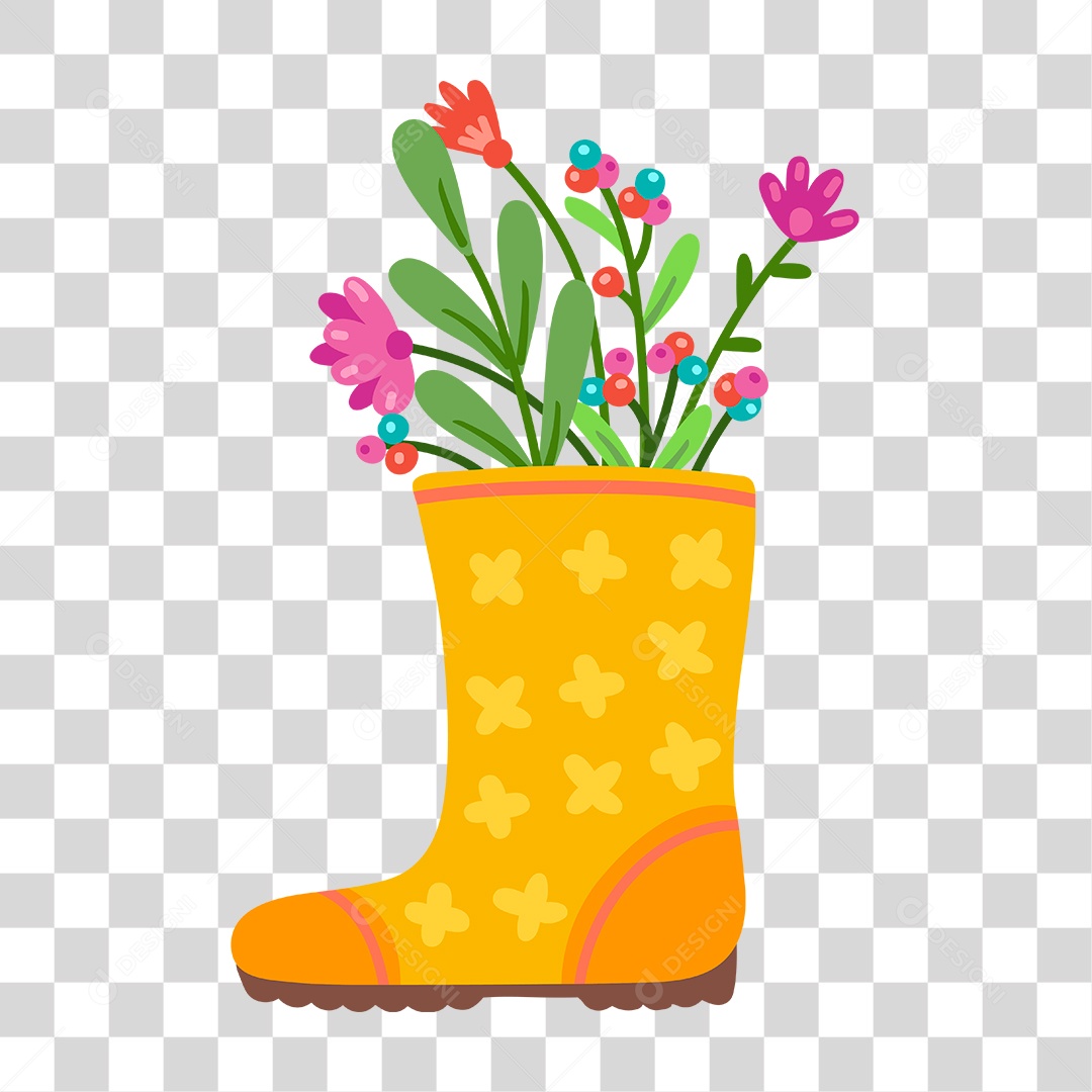 Desenho de Bota com Flor PNG Transparente