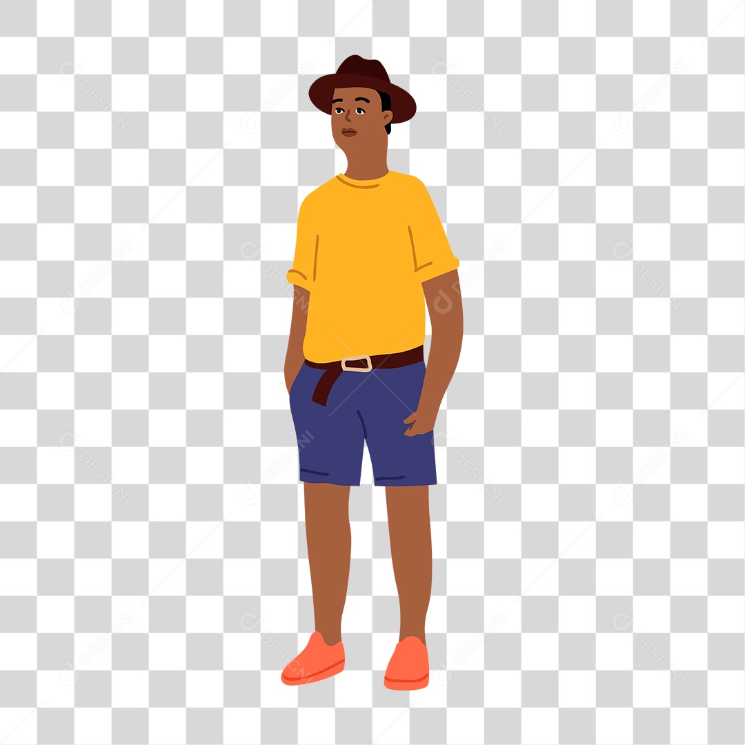 Desenho de Homem com a Mão no Bolso PNG Transparente
