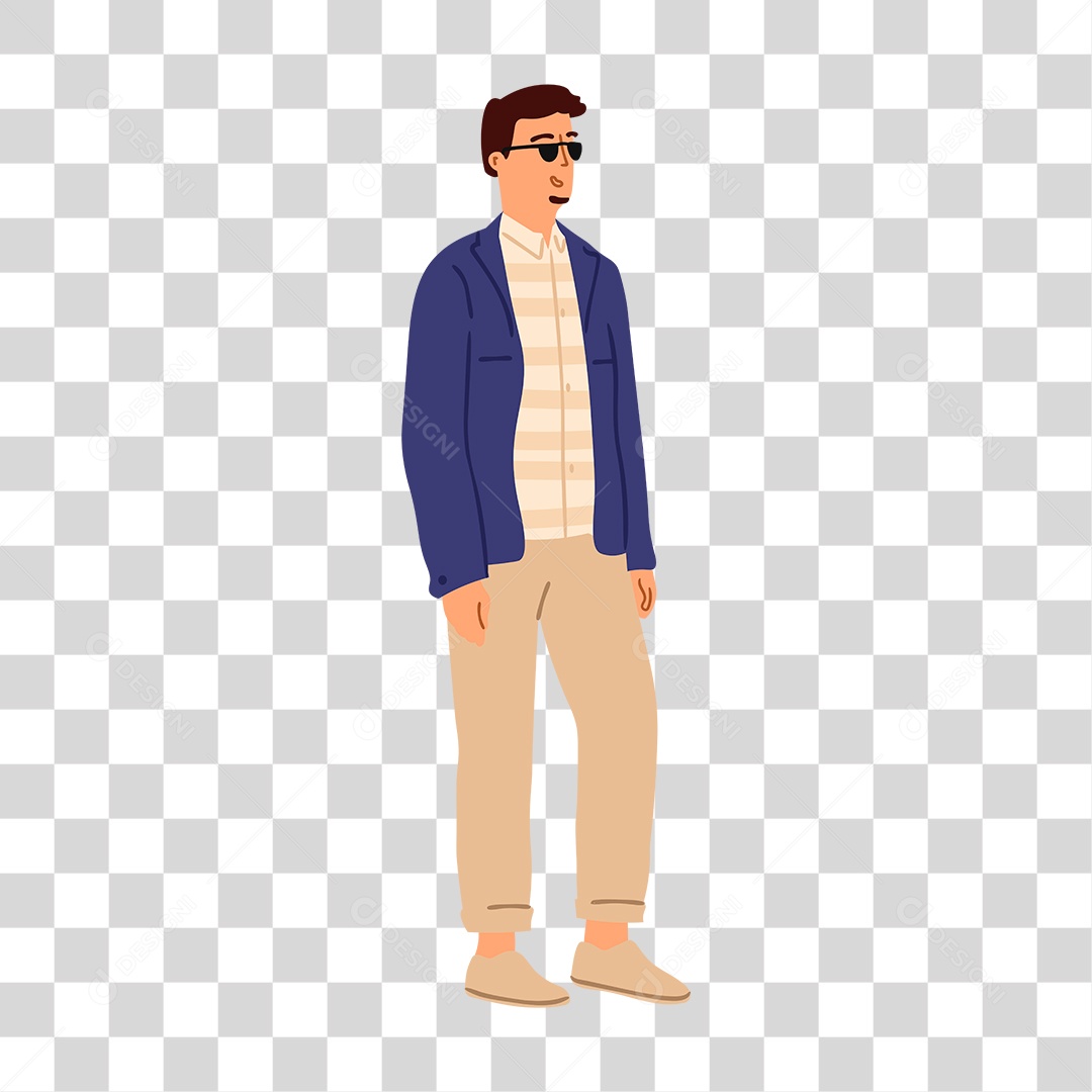 Drawing of Man with Glasses PNG Transparent