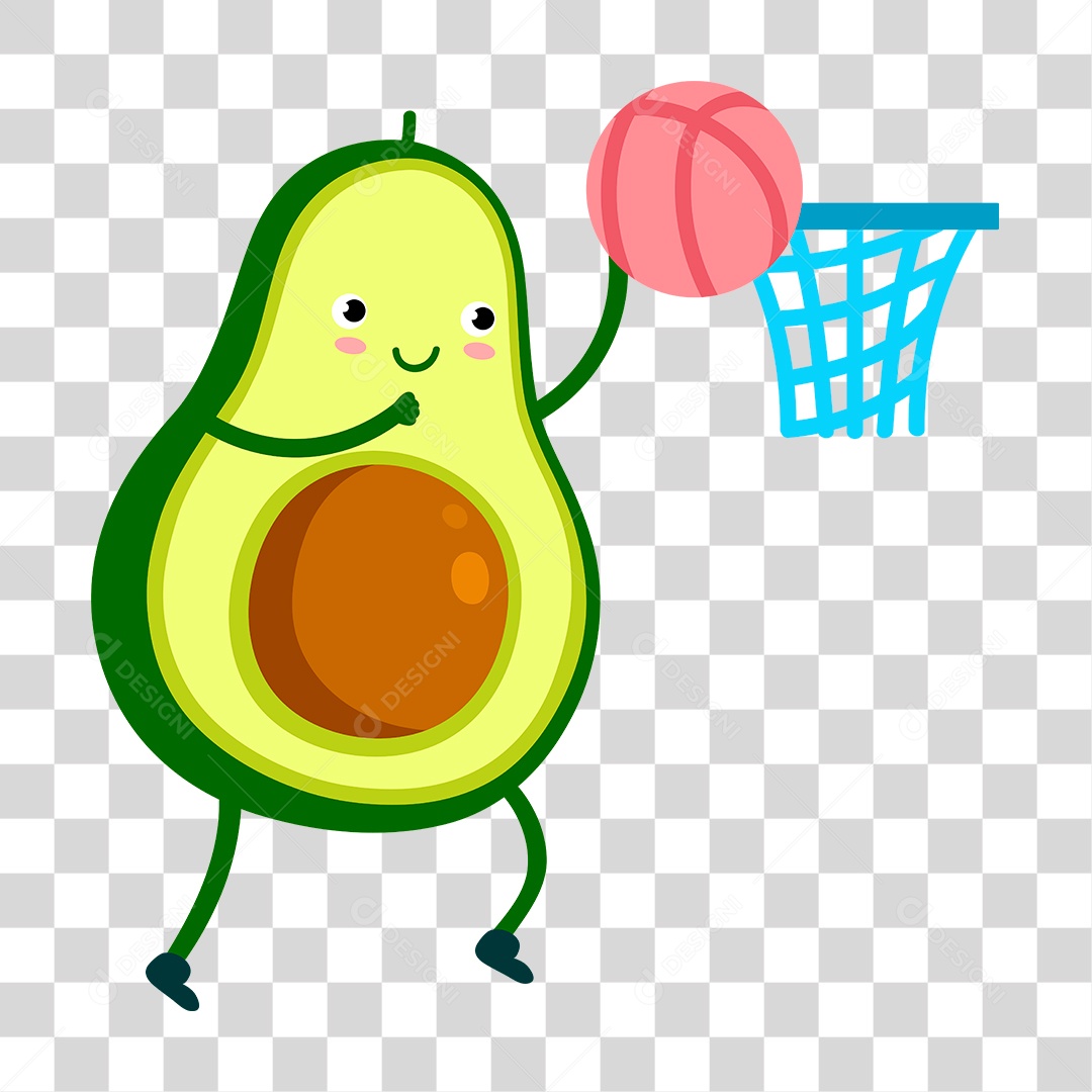 Desenho de Abacate Jogando Basquete PNG Transparente