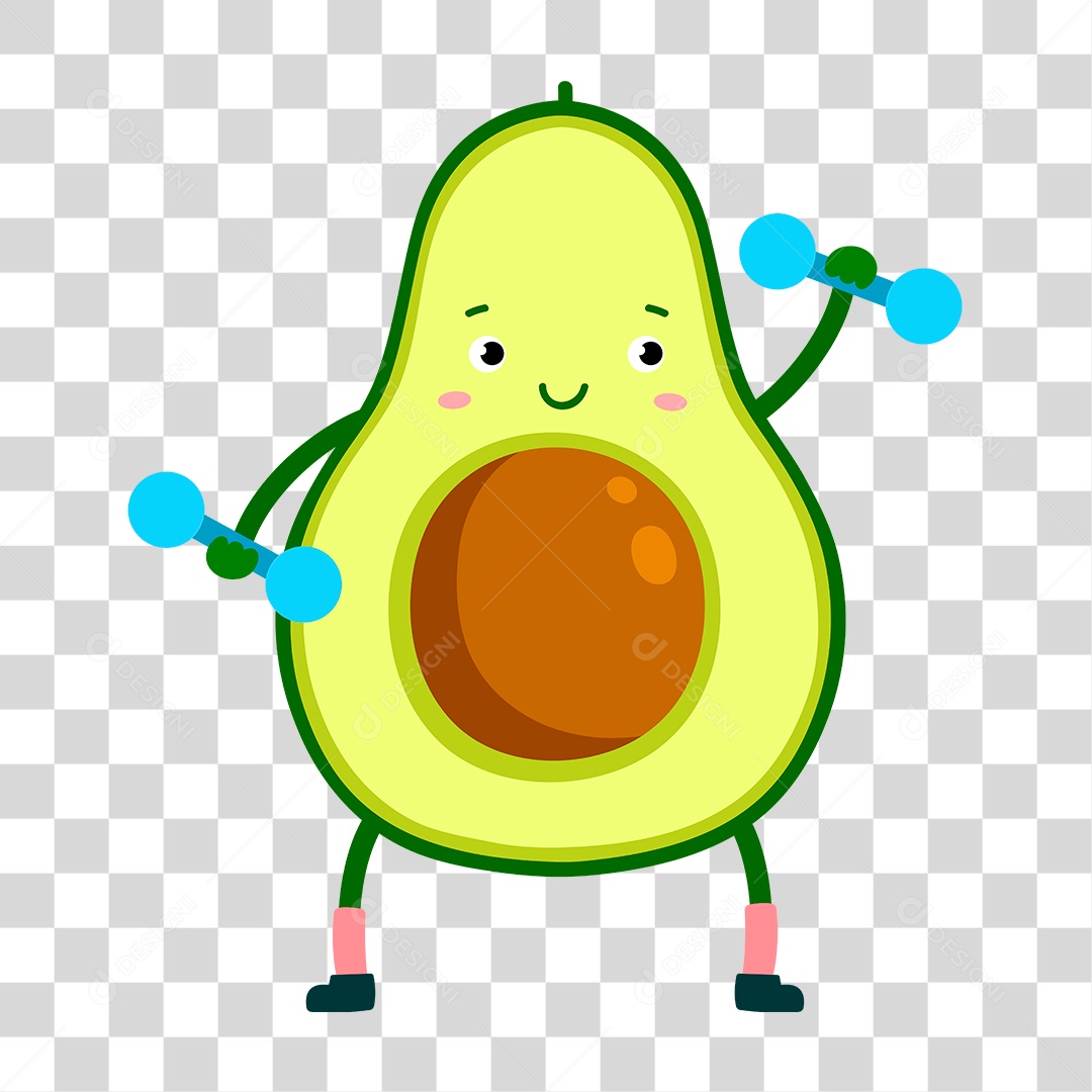 Desenho de Abacate Fazendo Exercício PNG Transparente