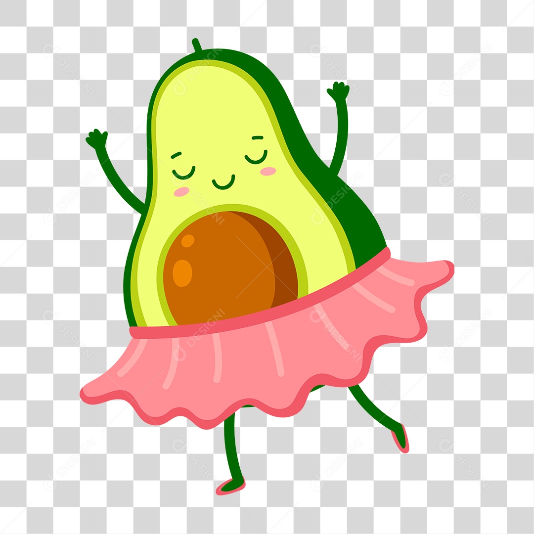 Desenho de Abacate Com Saia PNG Transparente