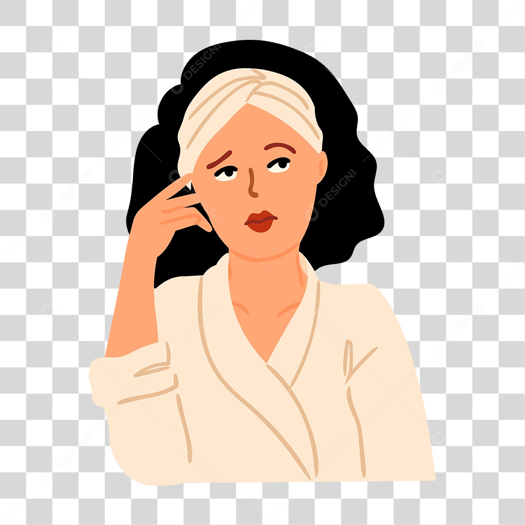 Desenho de Mulher Com Produtos de Beleza PNG Transparente