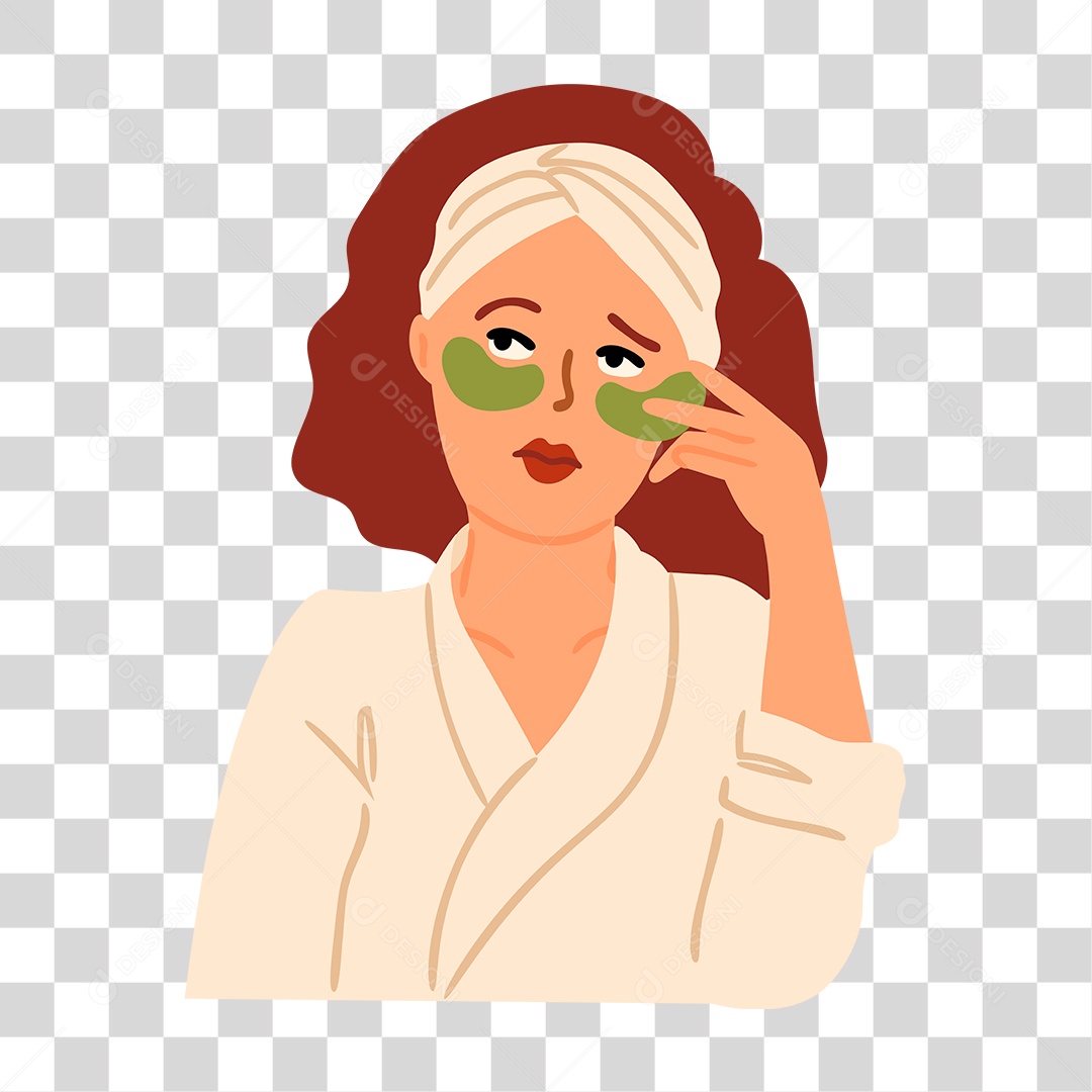 Desenho de Mulher Com Produtos de Beleza PNG Transparente