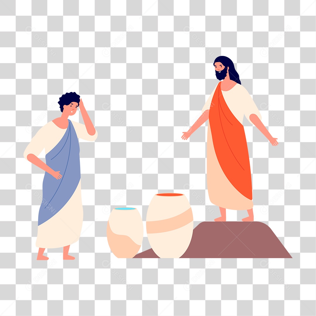 Desenho de Pessoas e Vasos PNG Transparente