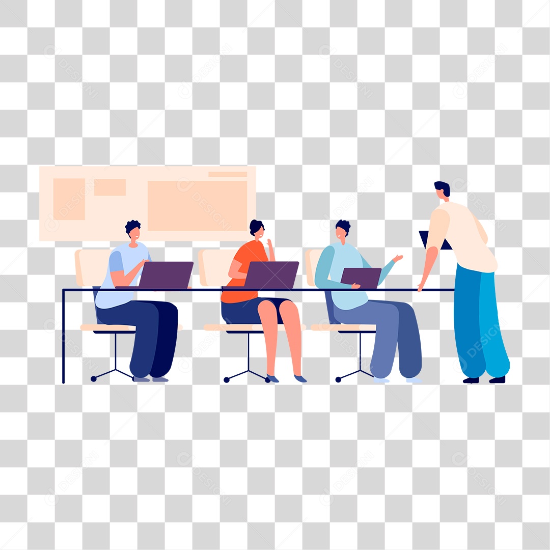 Desenho de Pessoas em Reunião PNG Transparente