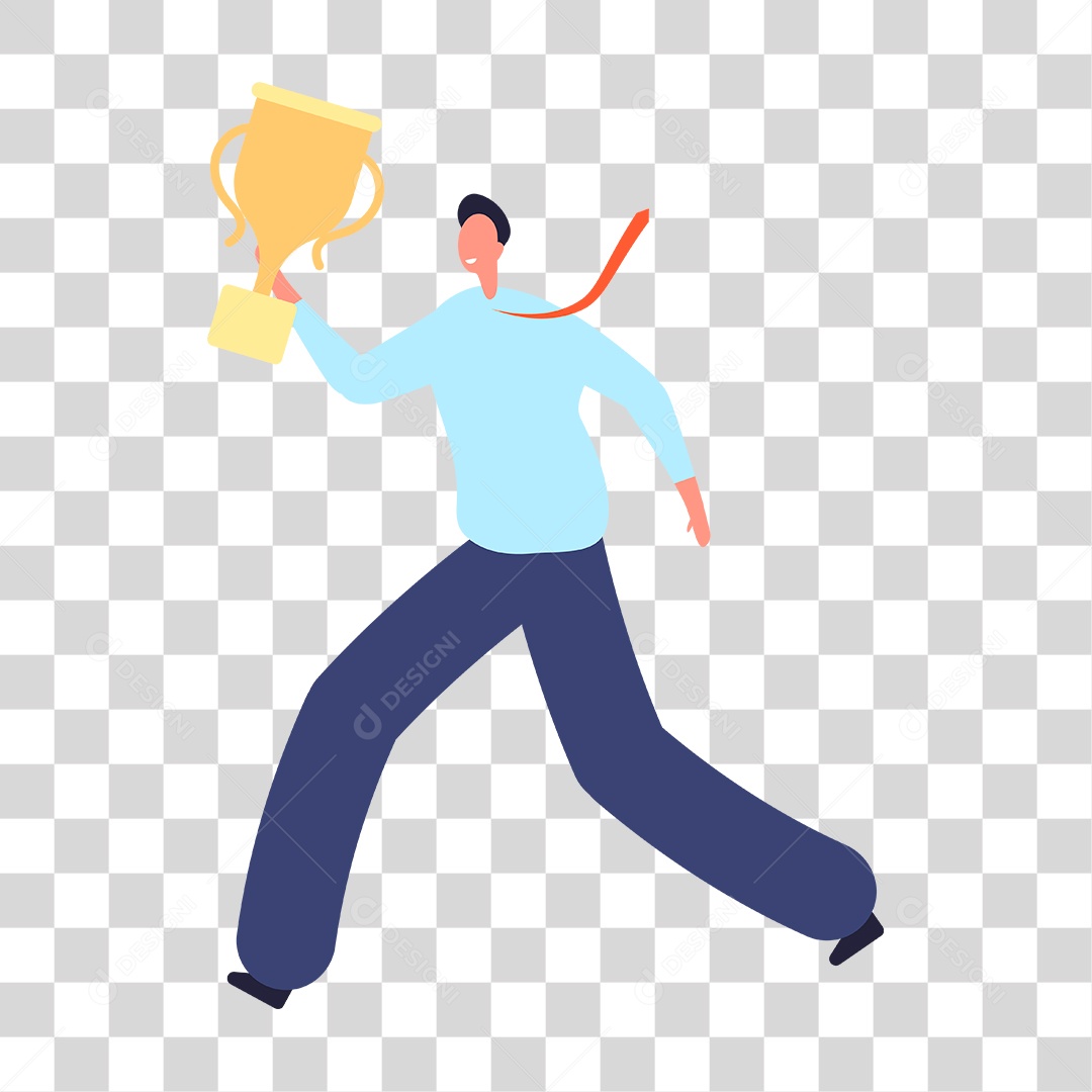 Desenho de Homem com Troféu PNG Transparente