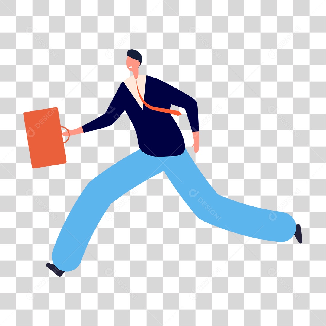Desenho de Homem Correndo Com Pasta PNG Transparente