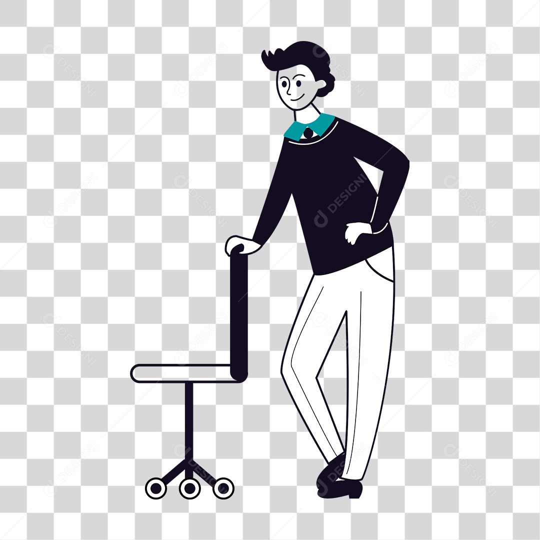 Desenho de Homem Encostado na Cadeira PNG Transparente
