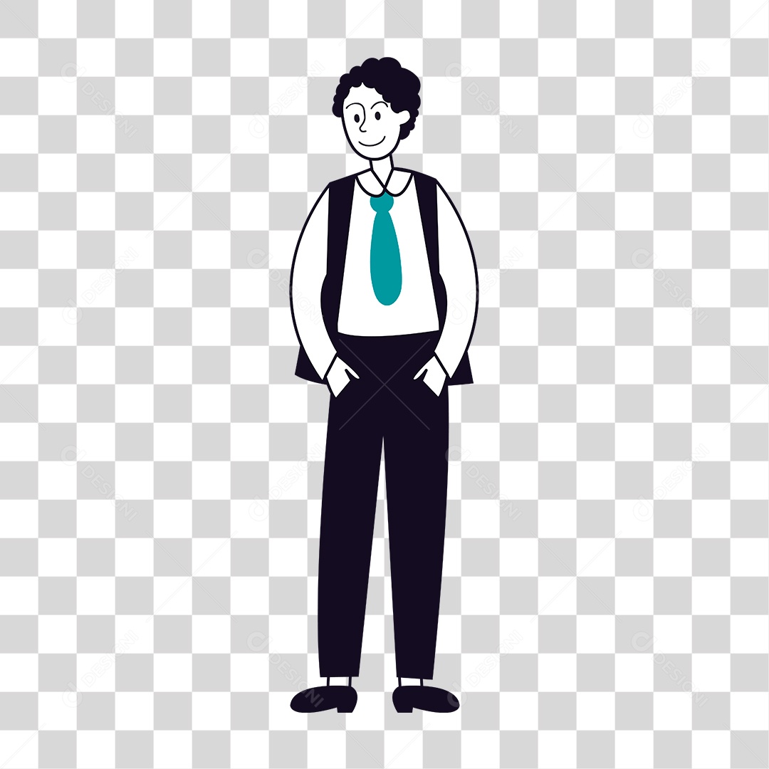 Desenho de Homem com a Mão no Bolso PNG Transparente