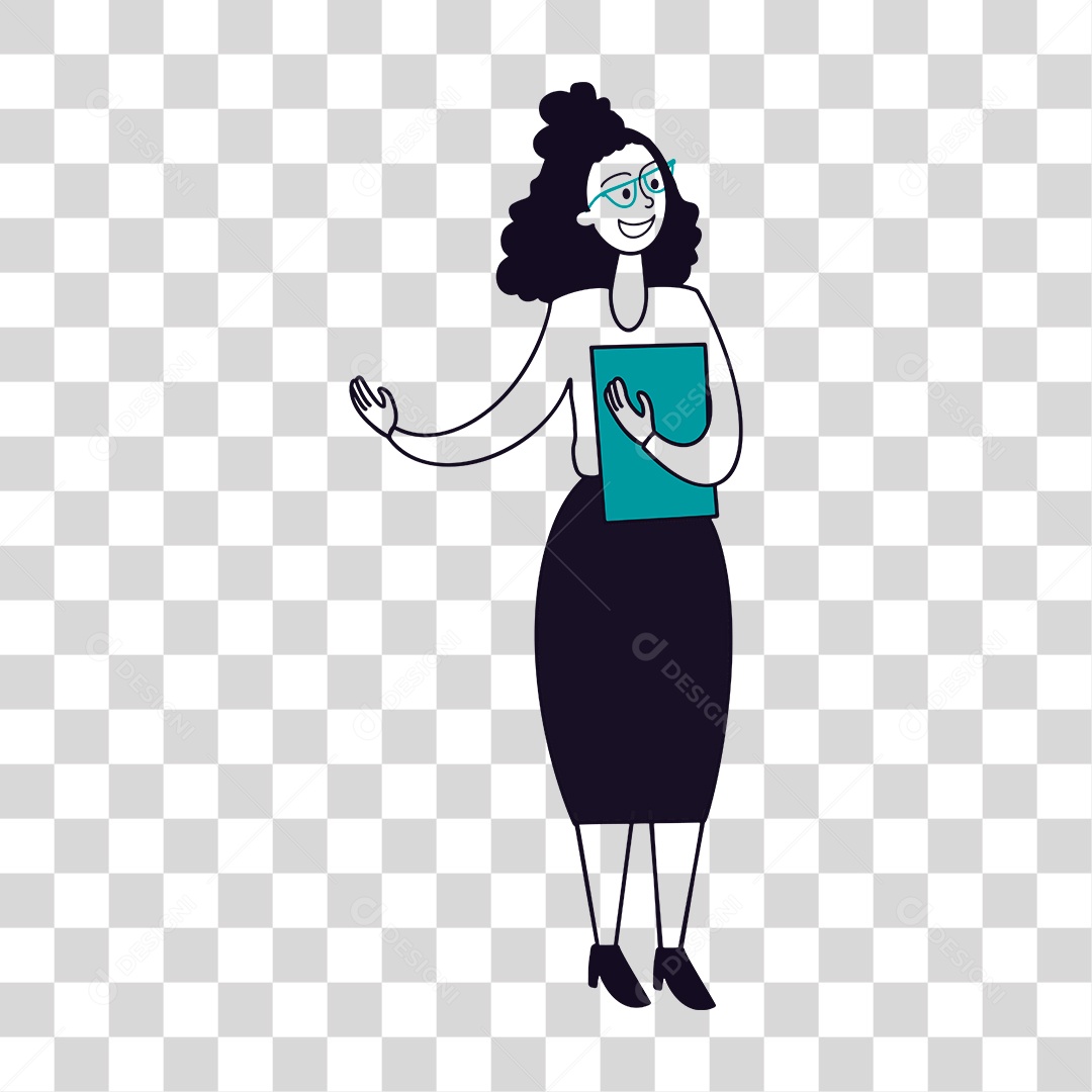 Desenho de Mulher Com Pasta PNG Transparente