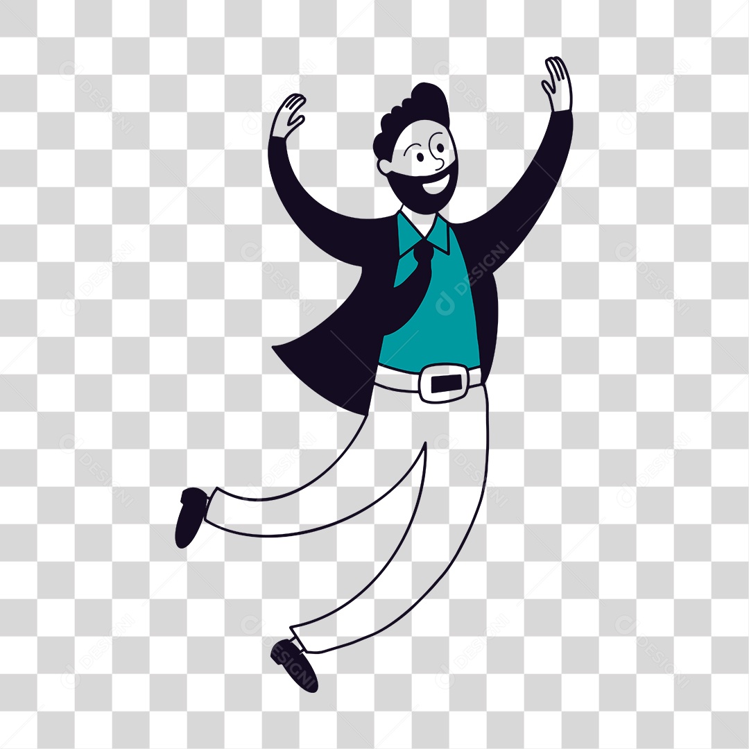 Desenho de Homem Com os Braços Aberto PNG Transparente