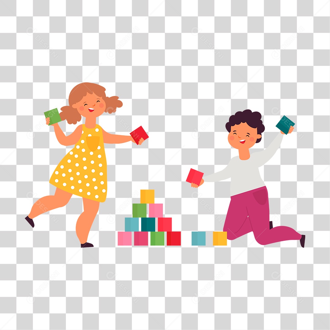 Desenho de Crianças Brincando PNG Transparente