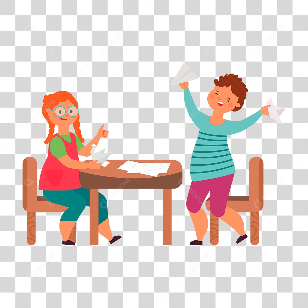 Desenhos de Crianças Estudando PNG Transparente