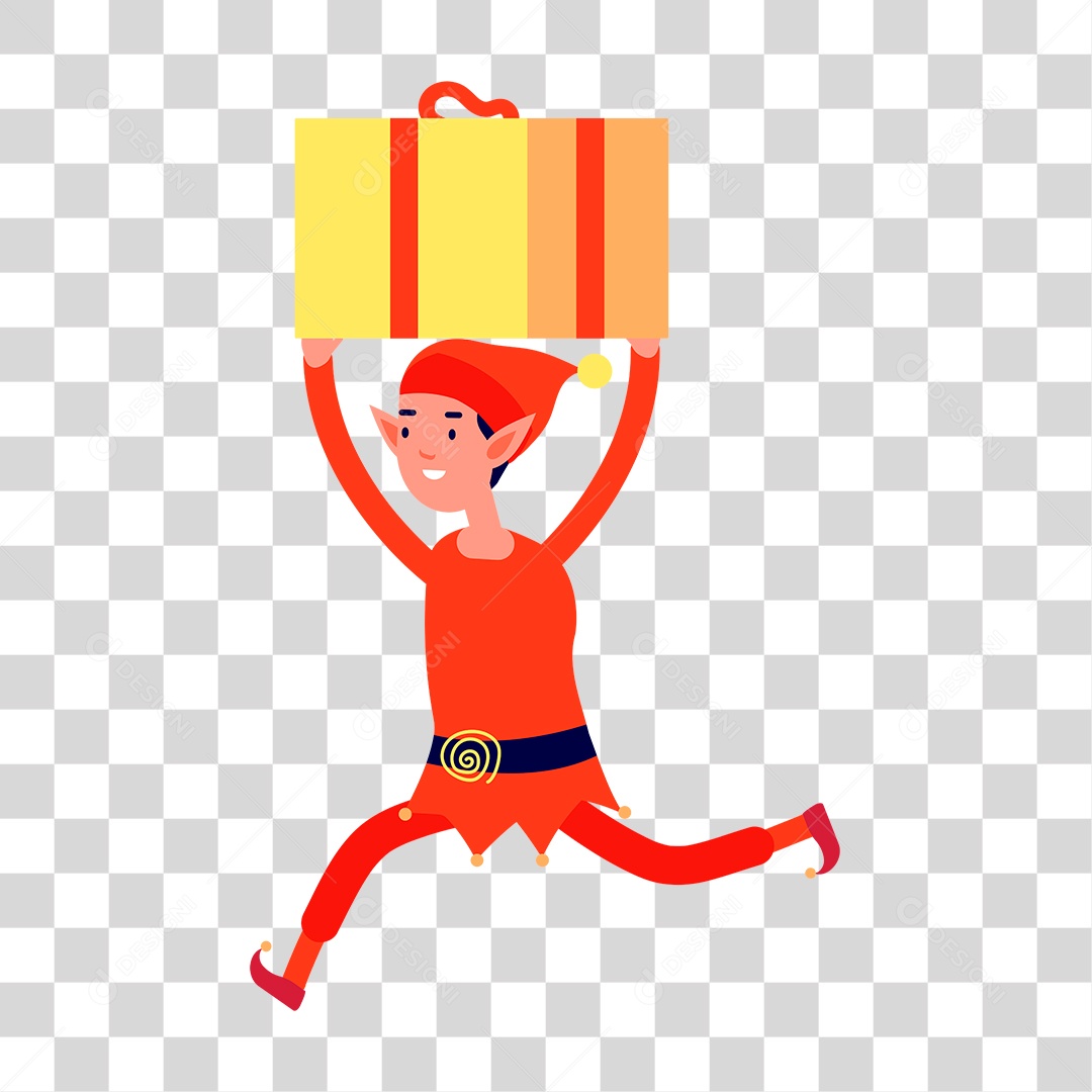 Desenho de Gnomo com Presente PNG Transparente