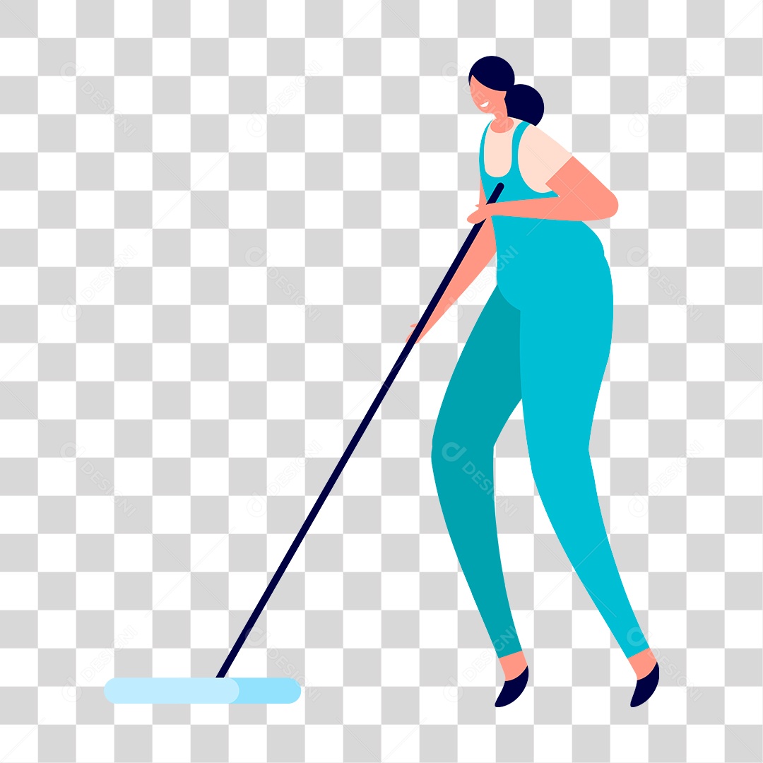 Desenho de Mulher com Rodo PNG Transparente