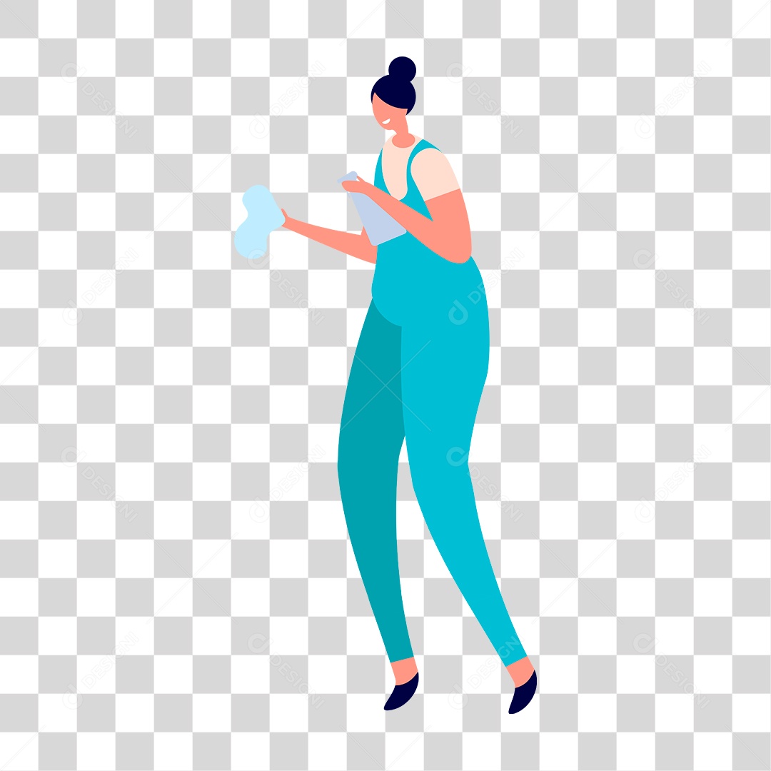 Desenho de Mulher Com Produtos de Limpeza PNG Transparente
