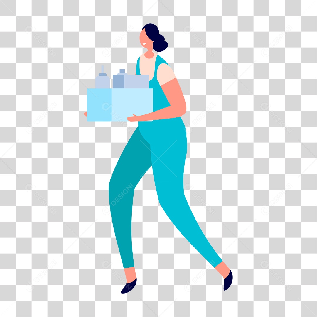 Desenho de Mulher Com Produtos de Limpeza PNG Transparente