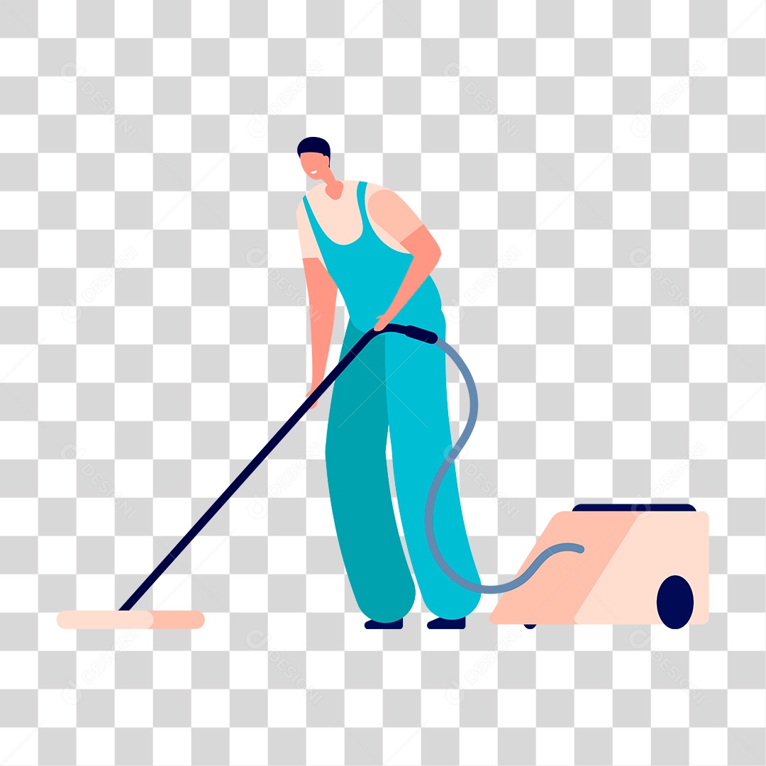 Desenho de Homem com Aspirador PNG Transparente