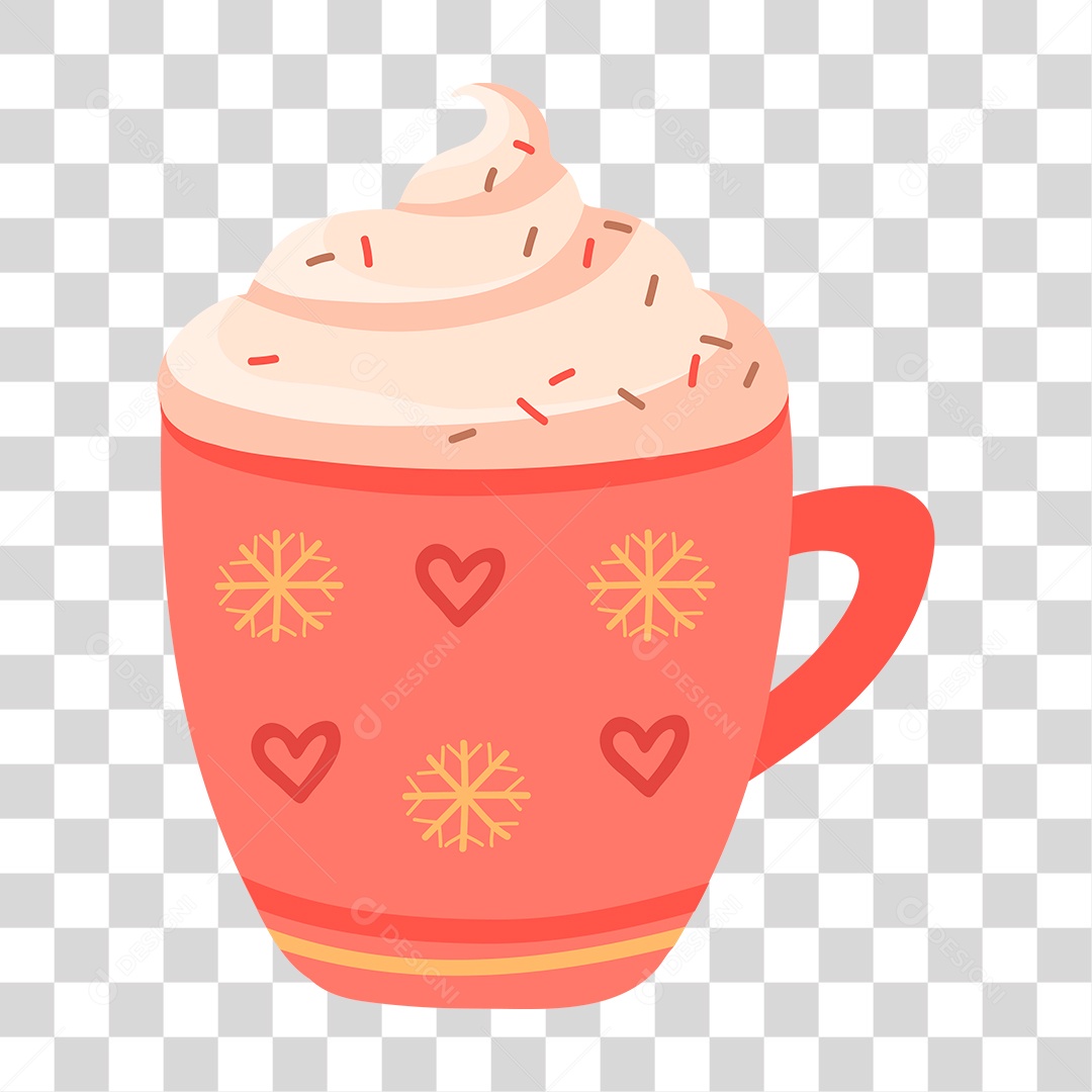 Desenho de Caneca com Vários Coração PNG Transparente