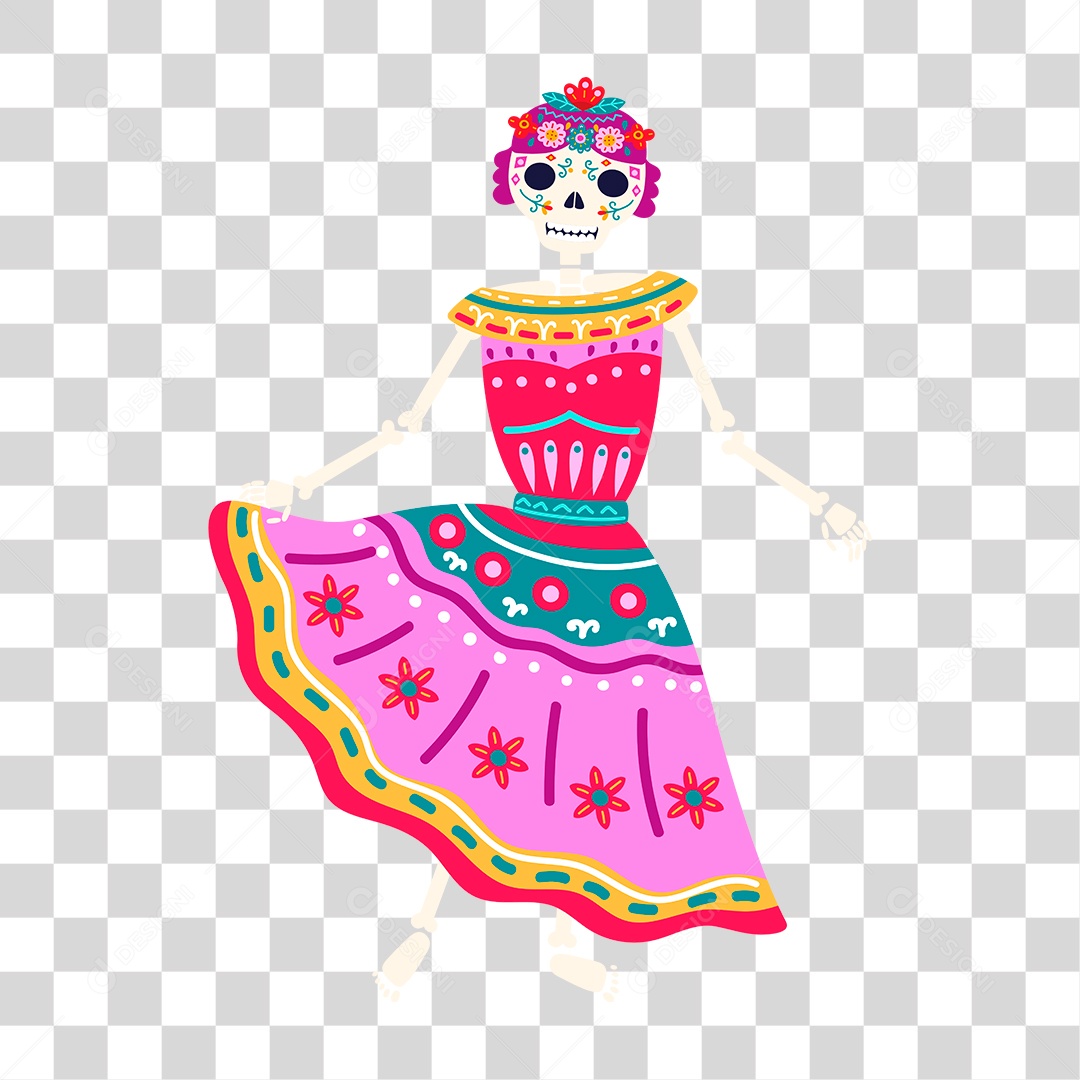 Desenho de Esqueleto de Vestido PNG Transparente